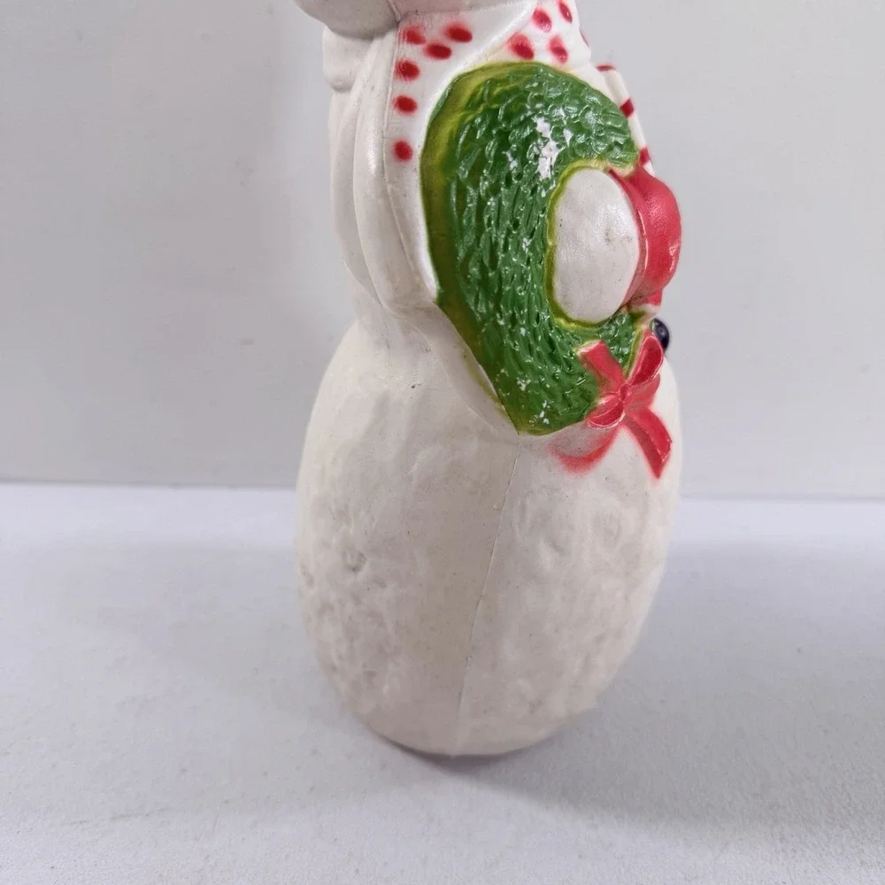 Vintage DAPOL Plastic Christmas Snowman W/ Wreath Blow Mold 12.5